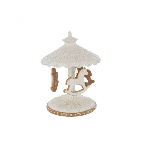 J-Line J Line objets Jolipa Carroussel Pain D Épice Poudre De Chaux Beige Blanc.