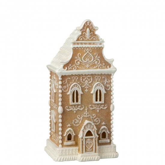 J Line Pain D'Épice Led Maison Poudre De Chaux Beige Blanc L17xB14xH35 cm Jline 55557 by Jolipa 55557.