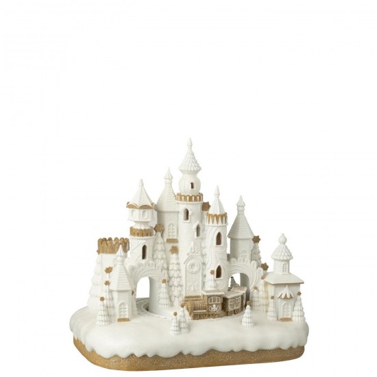 J Line Pain D'Épice Château Train Poudre De Chaux Beige Blanc L36xB26xH34 cm Jline 55560 by Jolipa 55560.