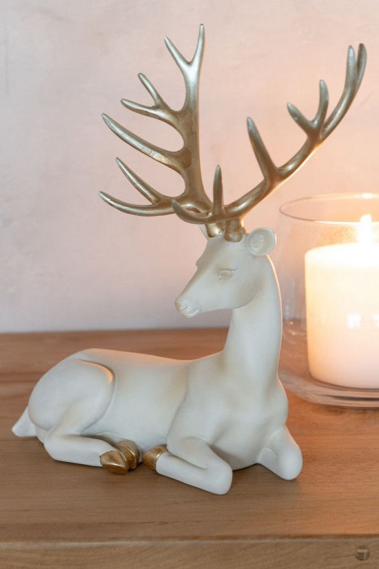 Jolipa Cerf Couché Poudre De Chaux Beige Clair Doré.