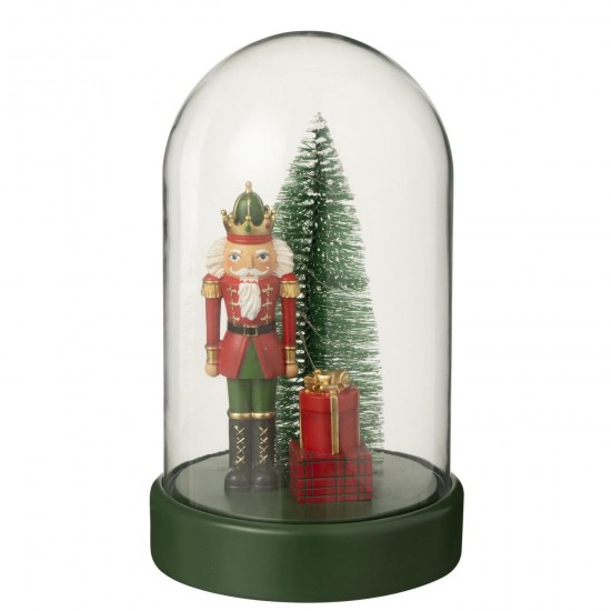 J Line Cloche Décorative Led Casse Noisette Arbre Cadeaux Poudre De Chaux Rouge Noël Vert Foncé L18xB18xH29 cm Jline 55636 by .