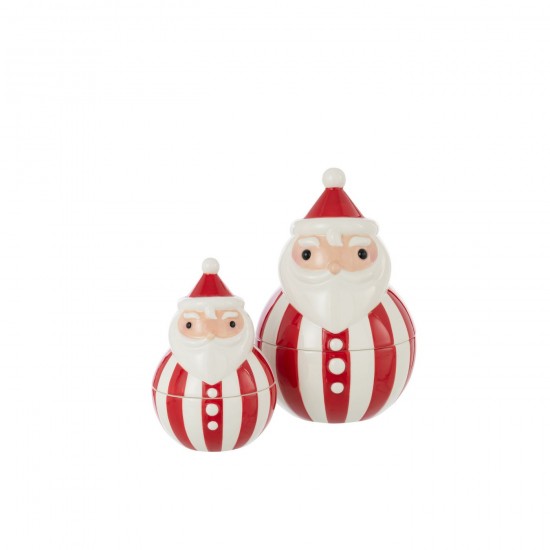 J-Line J Line plats Jolipa Bol Couvercle Père Noël Dolomite Rouge Noël Blanc Large.