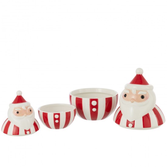 Jolipa Bol Couvercle Père Noël Dolomite Rouge Noël Blanc Large.
