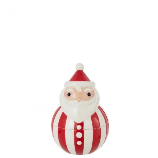 J Line Bol Couvercle Père Noël Dolomite Rouge Noël Blanc Large L11xB11xH16 cm Jline 55689 by Jolipa 55689.