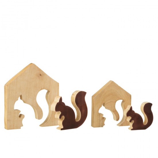 Jolipa Écureuil Dans Maison Bois De Manguier Naturel Marron Large.