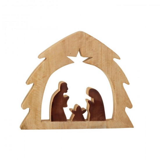 J Line Crèche Dans Arbre Bois De Manguier Naturel Marron Large L32xB4xH38 cm Jline 55741 by Jolipa 55741.