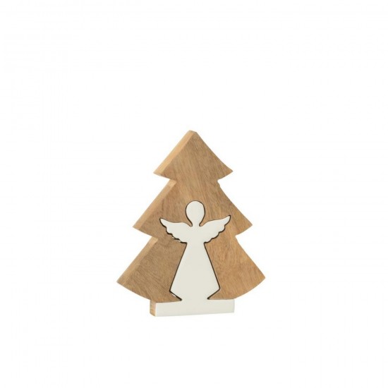 J Line Ange Dans Arbre Bois De Manguier Blanc Naturel Small L16xB3xH20 cm Jline 55745 by Jolipa 55745.