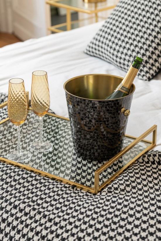 J-Line J Line plateaux plats Set De 2 Plateau Décoratif Fer Verre Doré.