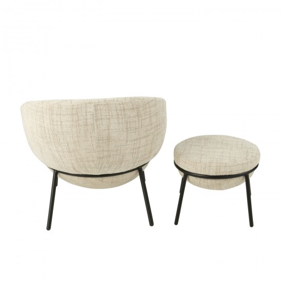 Jolipa Chaise Longue Repose Pied Fer Beige Noir.