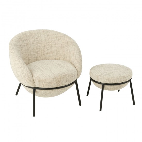 J-Line Tumbona + Reposapiés Plancha Beige/Negro.