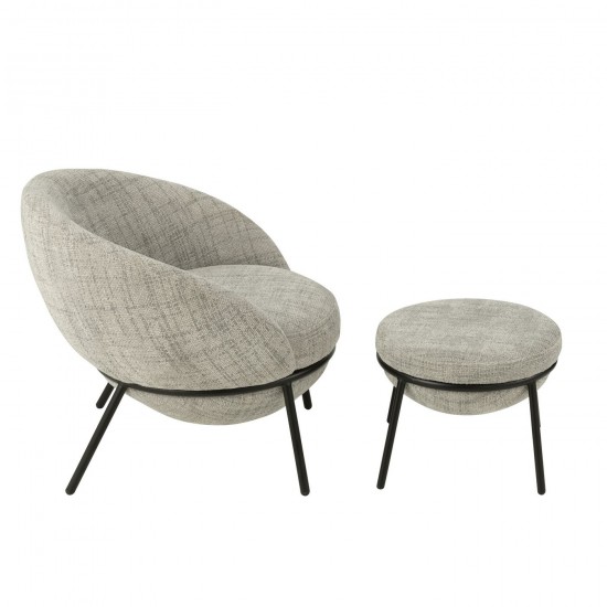 J-Line J Line fauteuils Jolipa Chaise Longue Repose Pied Fer Gris Noir.