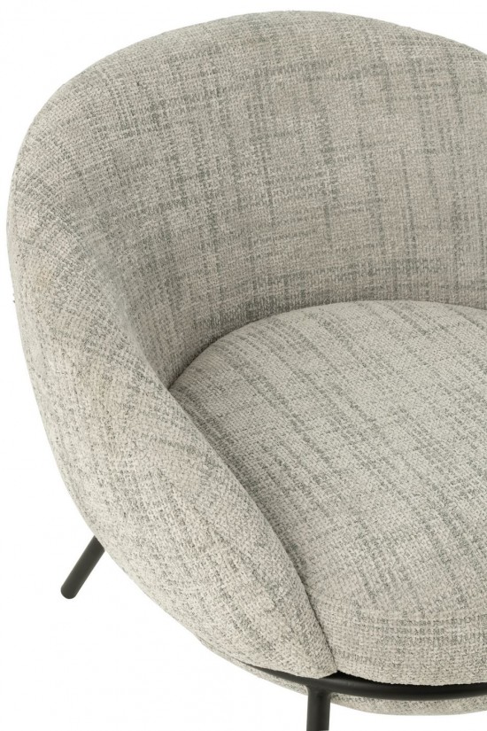 J-Line J Line fauteuils Chaise Longue Repose Pied Fer Gris Noir.