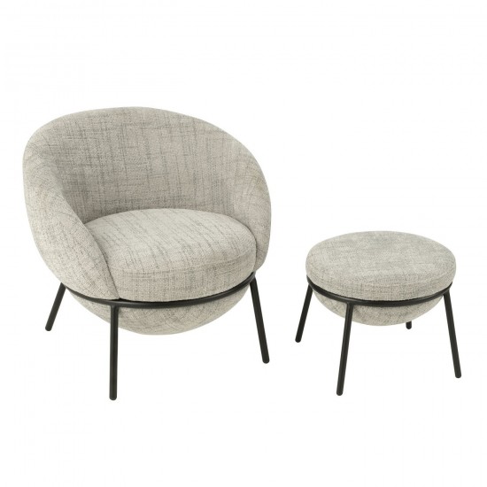 J-Line Tumbona + Reposapiés Plancha Gris/Negro.