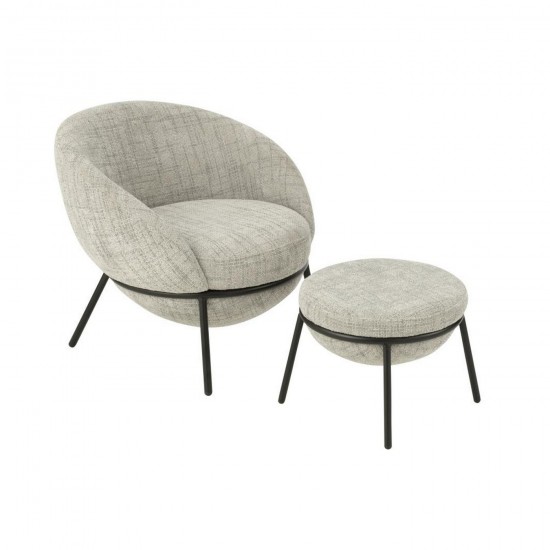 J Line Chaise Longue Repose Pied Fer Gris Noir L72xB75xH70 cm Jline 55775 by Jolipa 55775.