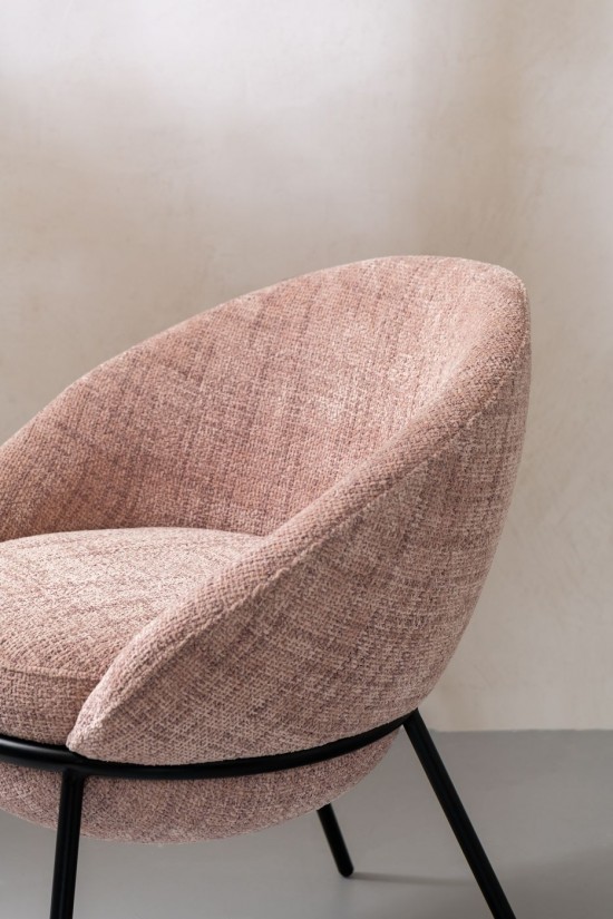 J Line Chaise Fer Rose Clair Noir L61xB59xH77 cm Jline 55776 by Jolipa 55776.