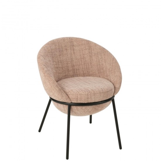 J Line Chaise Fer Rose Clair Noir L61xB59xH77 cm Jline 55776 by Jolipa 55776.