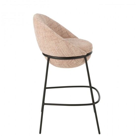J-Line J Line chaises tabourets de bar Jolipa Tabouret De Bar Fer Rose Clair Noir.