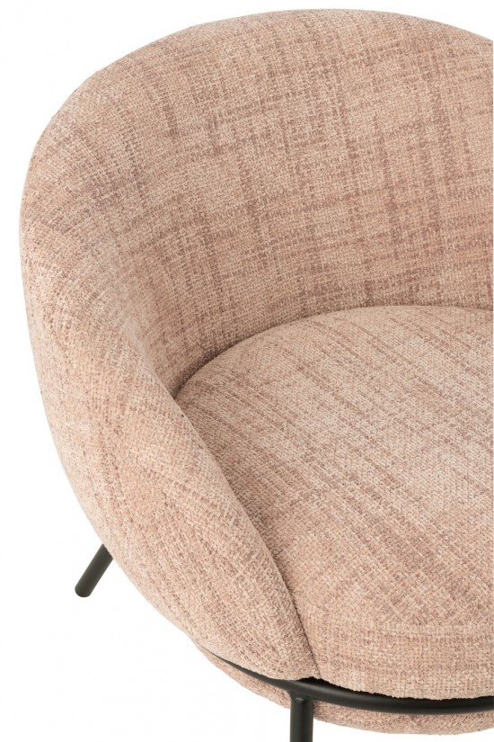 J-Line J Line fauteuils Chaise Longue Repose Pied Fer Rose Clair Noir.