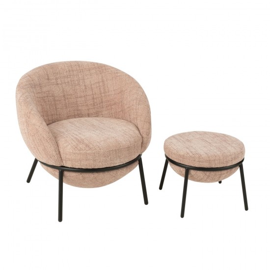 J-Line Tumbona + Reposapiés Plancha Rosa Claro/Negro.