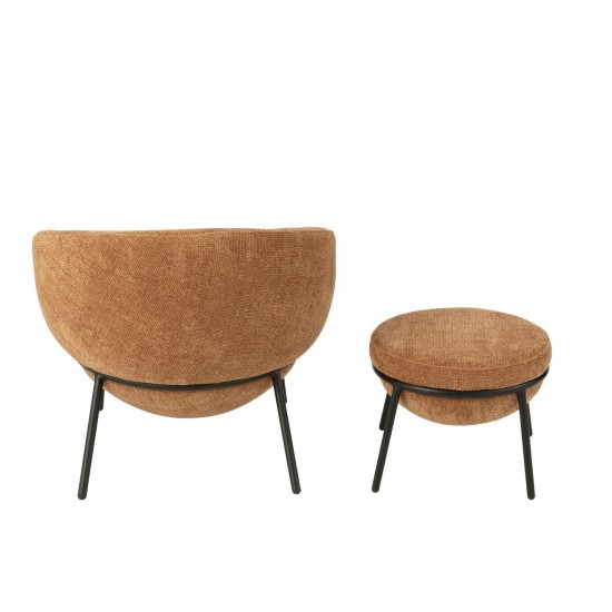 Jolipa Chaise Longue Repose Pied Fer Terracotta Noir.