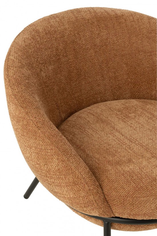 J-Line J Line fauteuils Chaise Longue Repose Pied Fer Terracotta Noir.