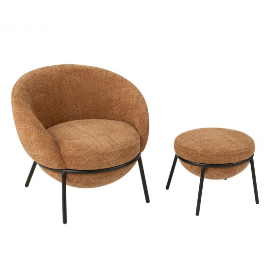 J-Line Tumbona + Reposapiés Plancha Terracota/Negro.