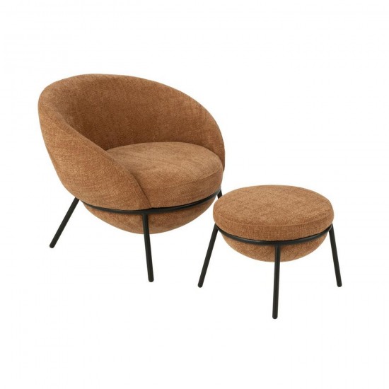 J Line Chaise Longue Repose Pied Fer Terracotta Noir L72xB75xH70 cm Jline 55781 by Jolipa 55781.