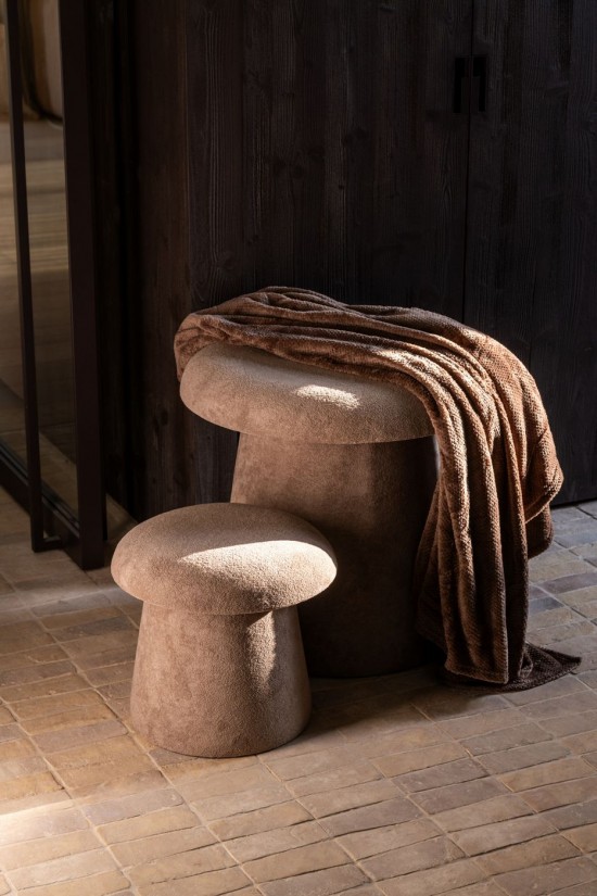 J-Line J Line poufs Set De 2 Tabouret Champignon Mdf Grège.