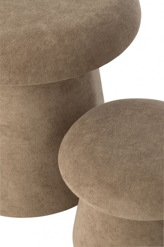J-Line J Line poufs Jolipa Set De 2 Tabouret Champignon Mdf Grège.