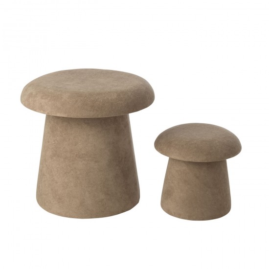 Jolipa Set De 2 Tabouret Champignon Mdf Grège.