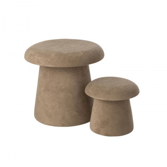 J Line Set De 2 Tabouret Champignon Mdf Grège L60xB60xH60 cm Jline 55806 by Jolipa 55806.