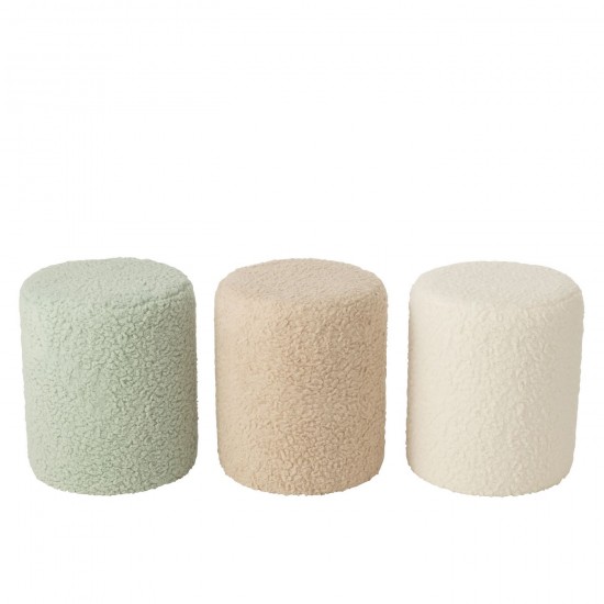 Jolipa Tabouret Fourrure Mdf Bleu Clair.