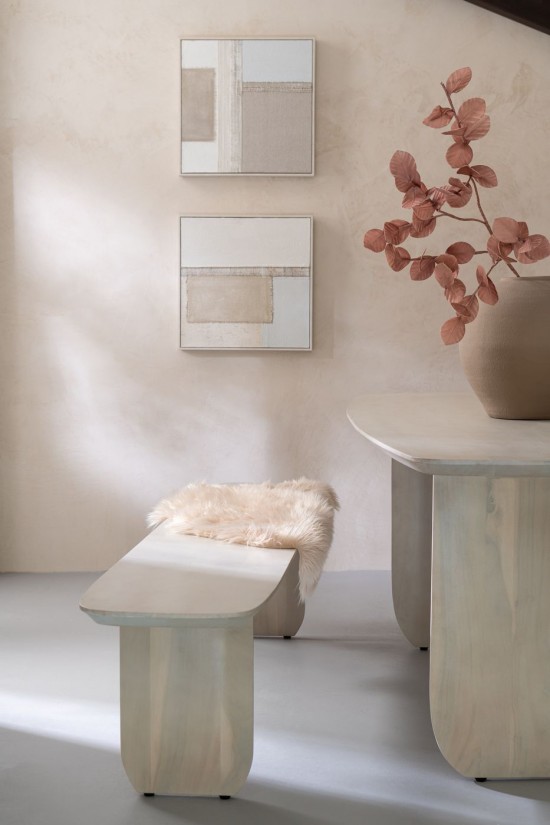 J-Line Panchina Legno Di Acacia Bianco.