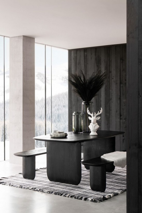 J-Line Panchina Legno Di Acacia Nero.