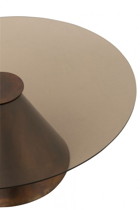 J-Line J Line tables de salon basse Jolipa Table D Appoint Glass Flat Cap Cône Fer Marron Foncé Small.
