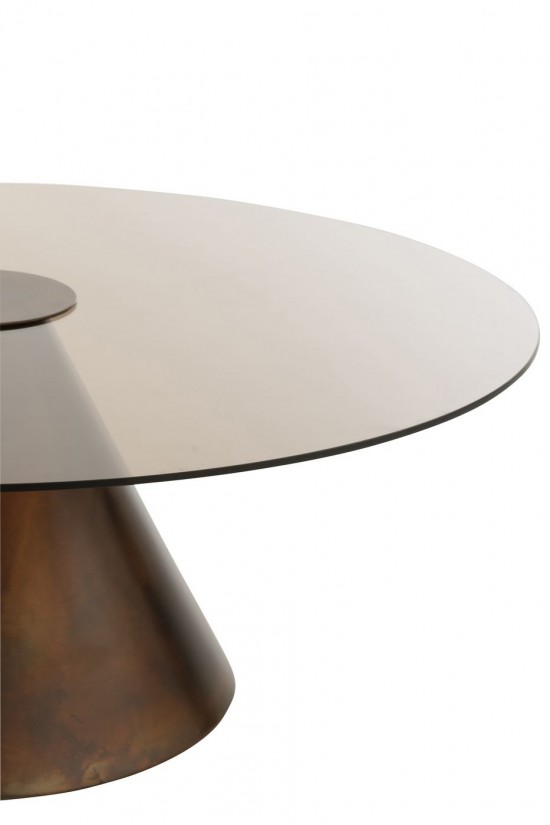 Jolipa Table D Appoint Glass Flat Cap Cône Fer Marron Foncé Small.
