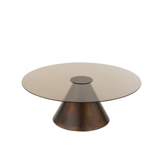 J Line Table D'Appoint Glass Flat Cap Cône Fer Marron Foncé Small L80xB80xH29 cm Jline 55853 by Jolipa 55853.