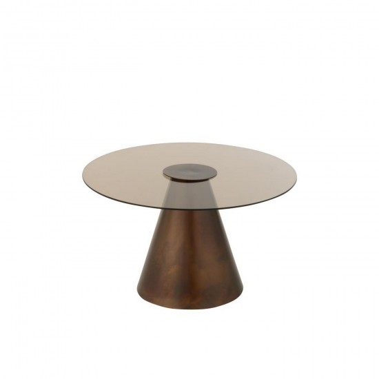 J Line Table D'Appoint Glass Flat Cap Cône Fer Marron Foncé Large L60xB60xH36 cm Jline 55854 by Jolipa 55854.