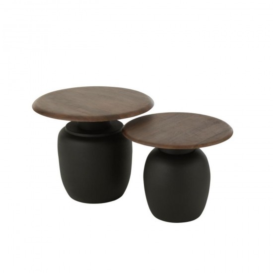 J Line Set De 2 Table D'Appoint Ovale Fer Marron Foncé L56xB56xH45 cm Jline 55856 by Jolipa 55856.