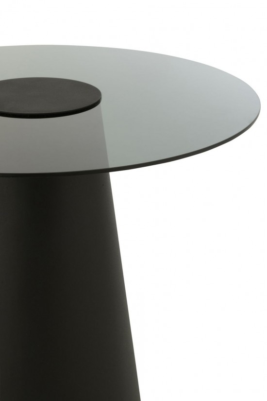 Jolipa Table D Appoint Glass Flat Cap Cône Fer Noir.