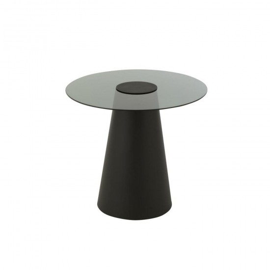 J Line Table D'Appoint Glass Flat Cap Cône Fer Noir L60xB60xH50 cm Jline 55858 by Jolipa 55858.