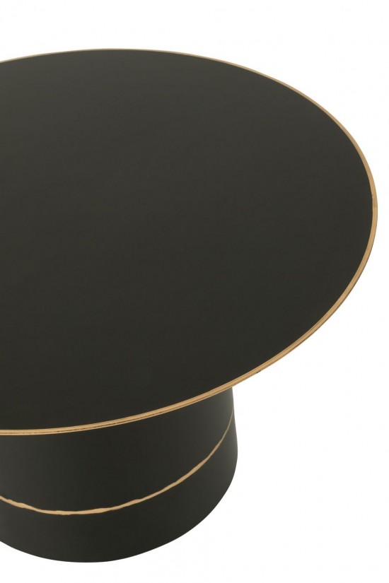 J-Line J Line tables de salon basse Jolipa Table Basse Base Cylindre With Golden Border Rond Fer Noir Doré Small.