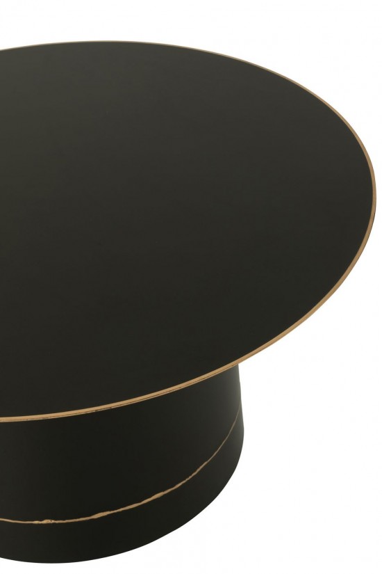 J-Line J Line tables de salon basse Jolipa Table Basse Base Cylindre With Golden Border Rond Fer Noir Doré Large.