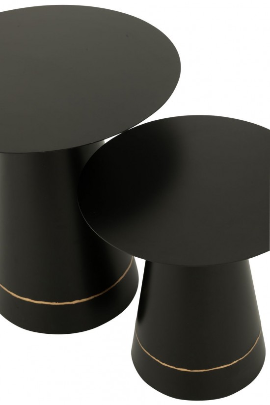 Jolipa Set De 2 Table D Appoint Fer Noir Doré.
