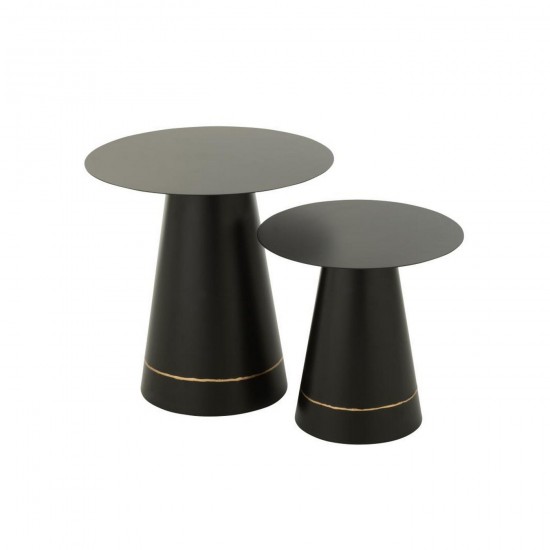 J Line Set De 2 Table D'Appoint Fer Noir Doré L50xB50xH50 cm Jline 55862 by Jolipa 55862.