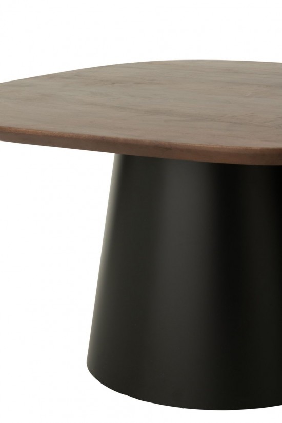 J-Line J Line tables de salon basse Jolipa Set De 2 Table D Appoint Carré Bois De Manguier Marron Foncé Noir.