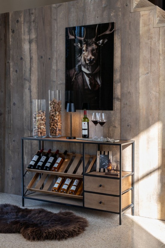 Jolipa Mobile Bar Wine Impiallacciatura Naturale/Nero Small.