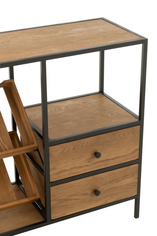 J-Line J Line armoires bar Meuble Bar Wine Placage Naturel Noir Small.