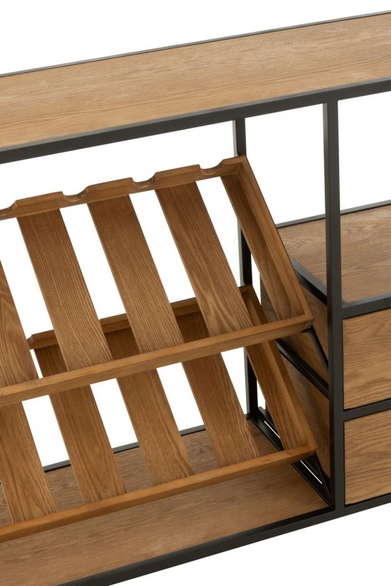 J-Line Mobile Bar Wine Impiallacciatura Naturale/Nero Small.