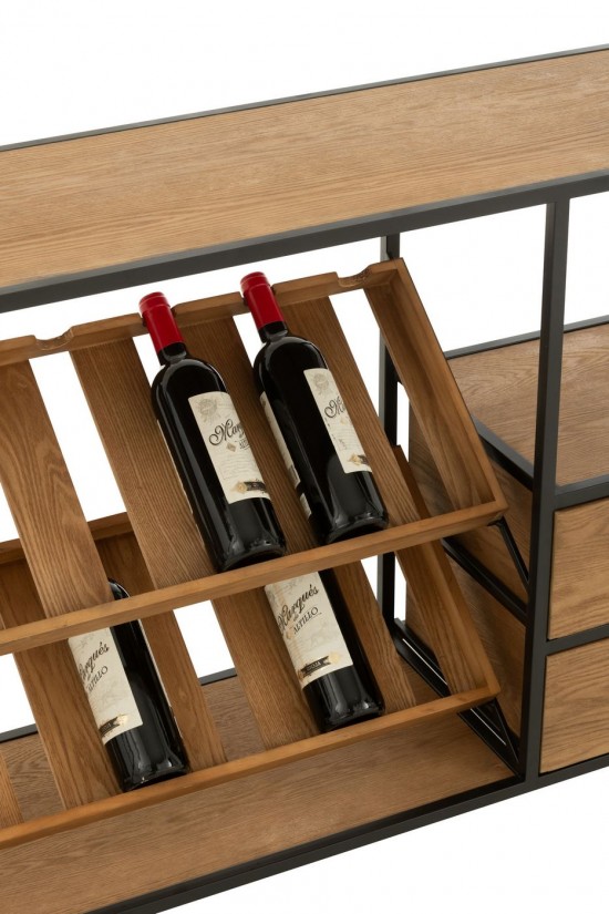 J-Line Mueble Bar Wine Chapa Natural/Negro Small.